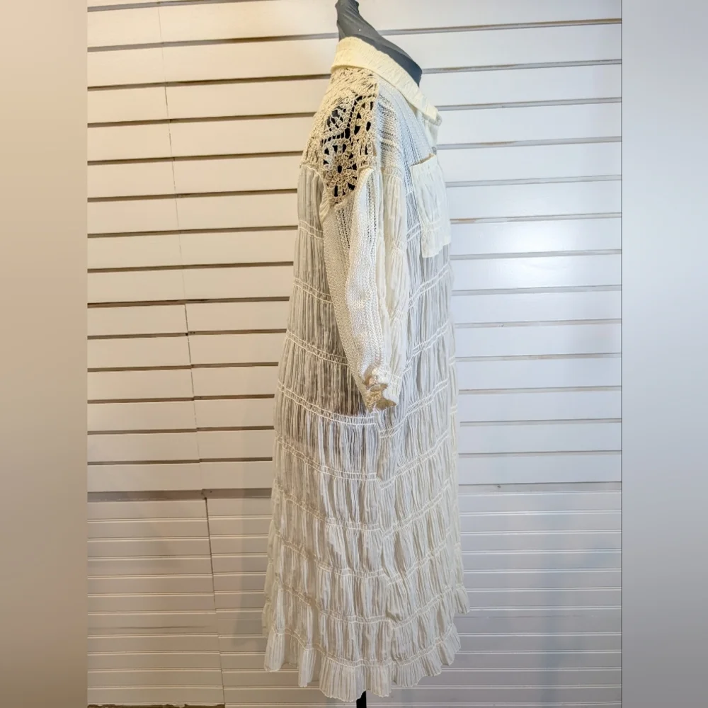 POL Long Ivory Button Front Smoked Cardigan Duster Size S/M NWT! - Picture 6 of 10